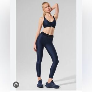 Alo airlift navy blue leggings bra set SZ XS